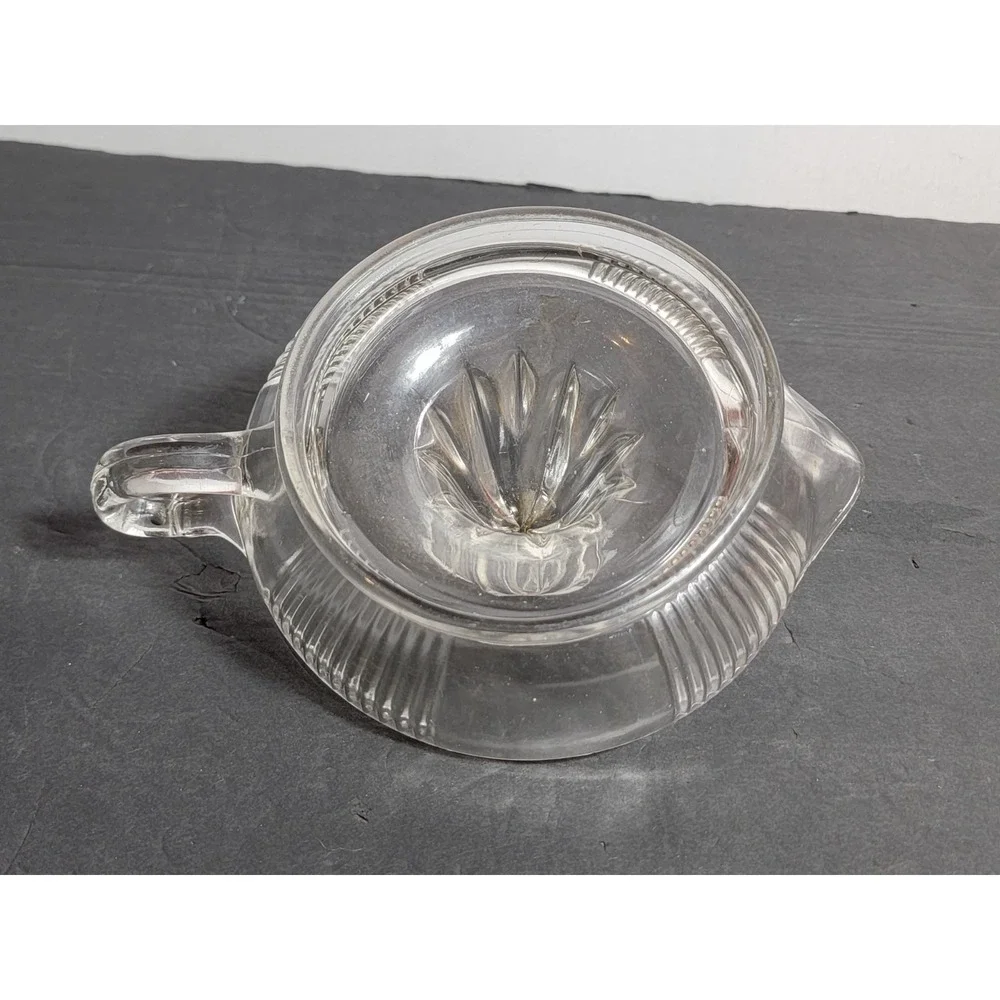 Vintage Glass Juicer Reamer Clear Pressed Orange Lemon Citrus Squeezer